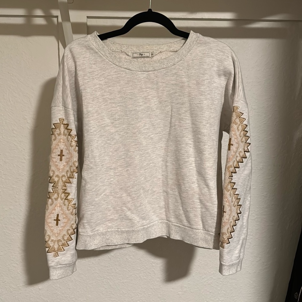 Obey Grey Sweatshirt with Embroidered Crosses